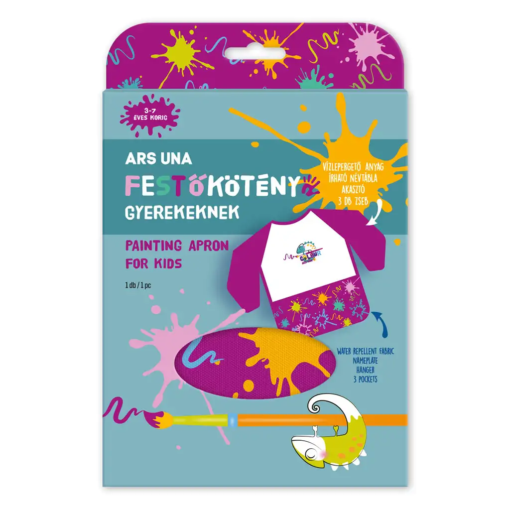 Ars Una: Wasserdichter langärmeliger Malkittel – Pink Splash kép 3