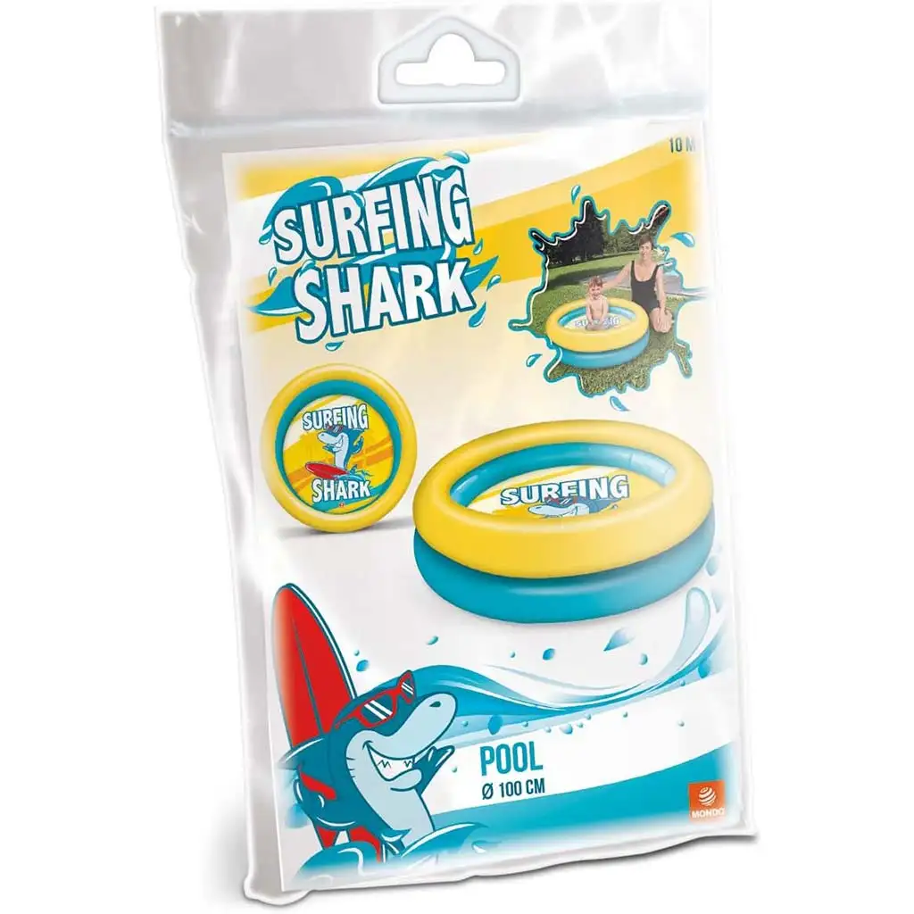 Aufblasbares Hai-Muster 2-Ring-Pool 100cm - Mondo Toys kép 2