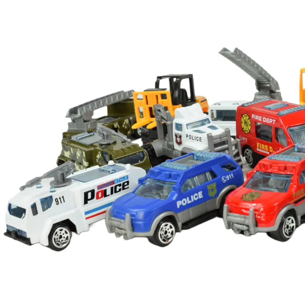 Auto-Modell: 16-teiliges Set von Rettungs-, Feuerwehr-, Militär- und Arbeitsfahrzeugen kép 5