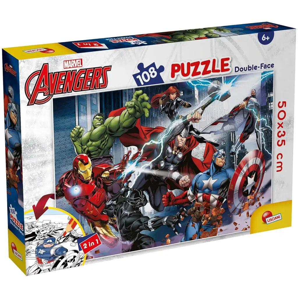 Avengers 2-in-1 Puzzle und Malbuch, 108 Teile, 50x35 cm – Lisciani