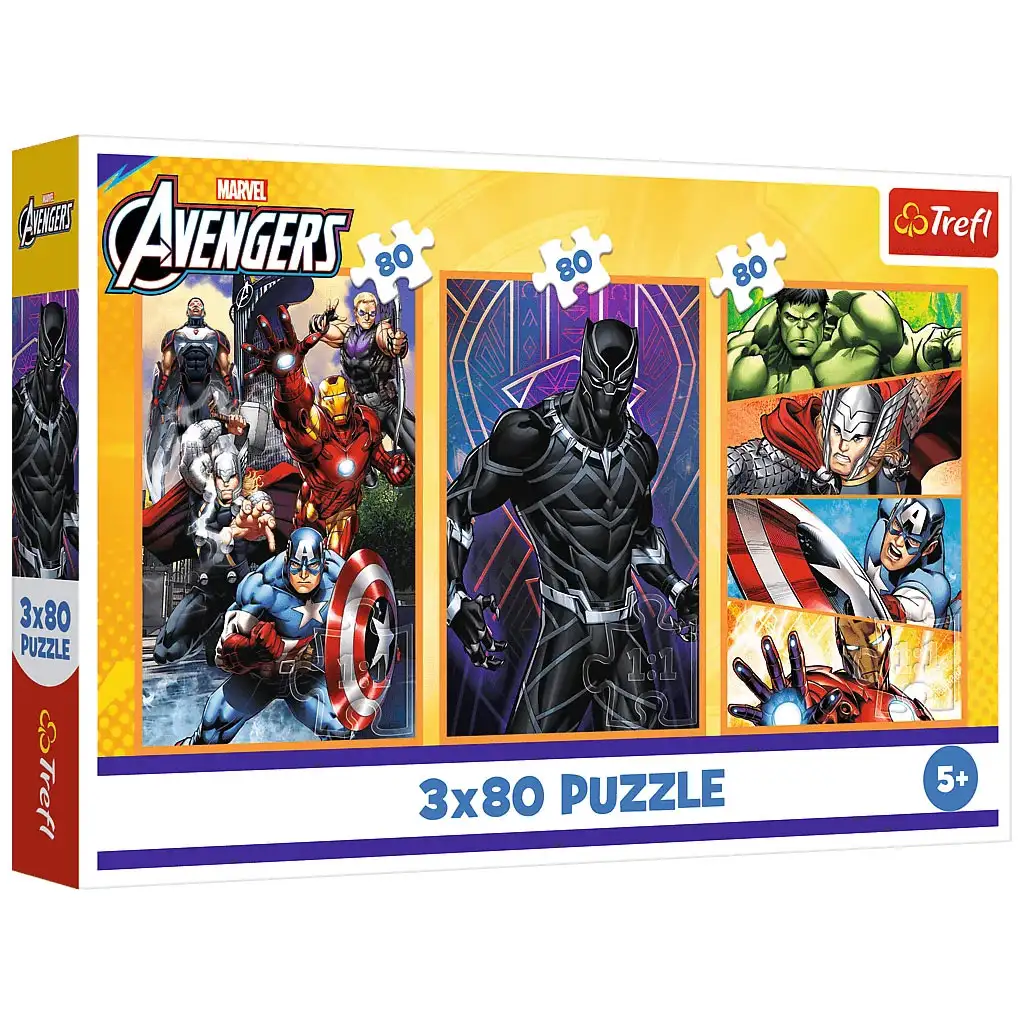 Avengers actionreicher Tag 3x80 Teile Puzzle - Trefl