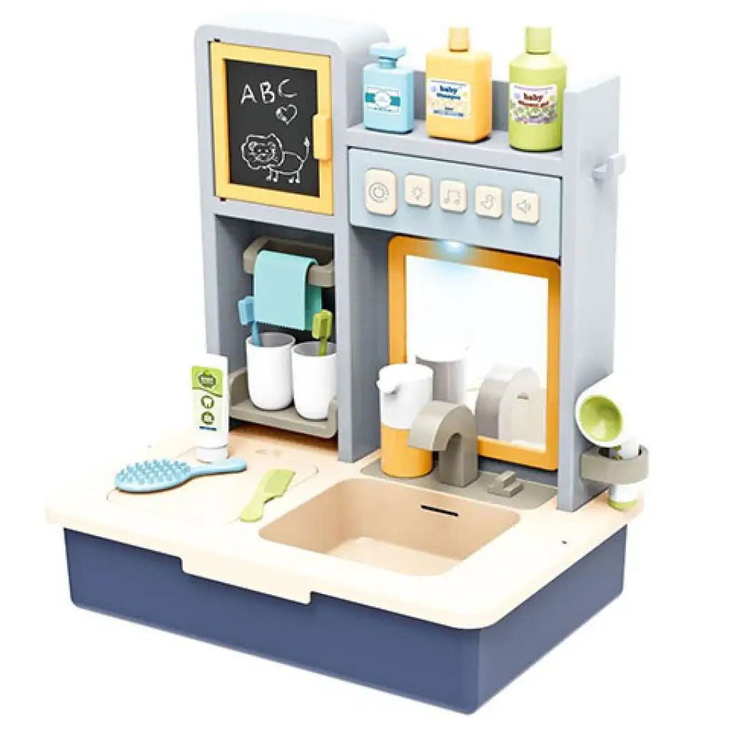 Badezimmerwaschbecken in Blau mit Licht und Ton, 16-teiliges Set kép 3