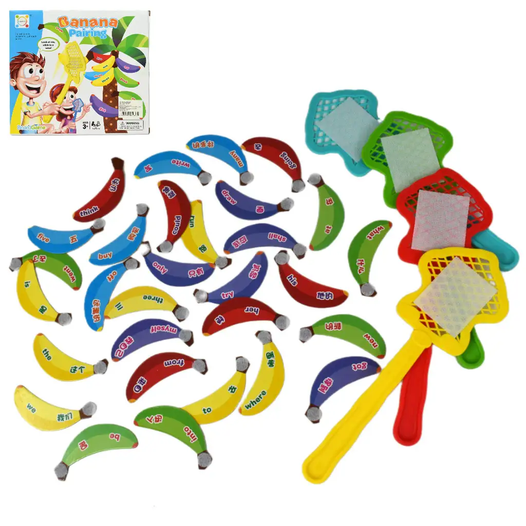 Banana Pairing: Englisch-Wortschatz-Entwicklungsspiel mit Klettverschluss-Bananen