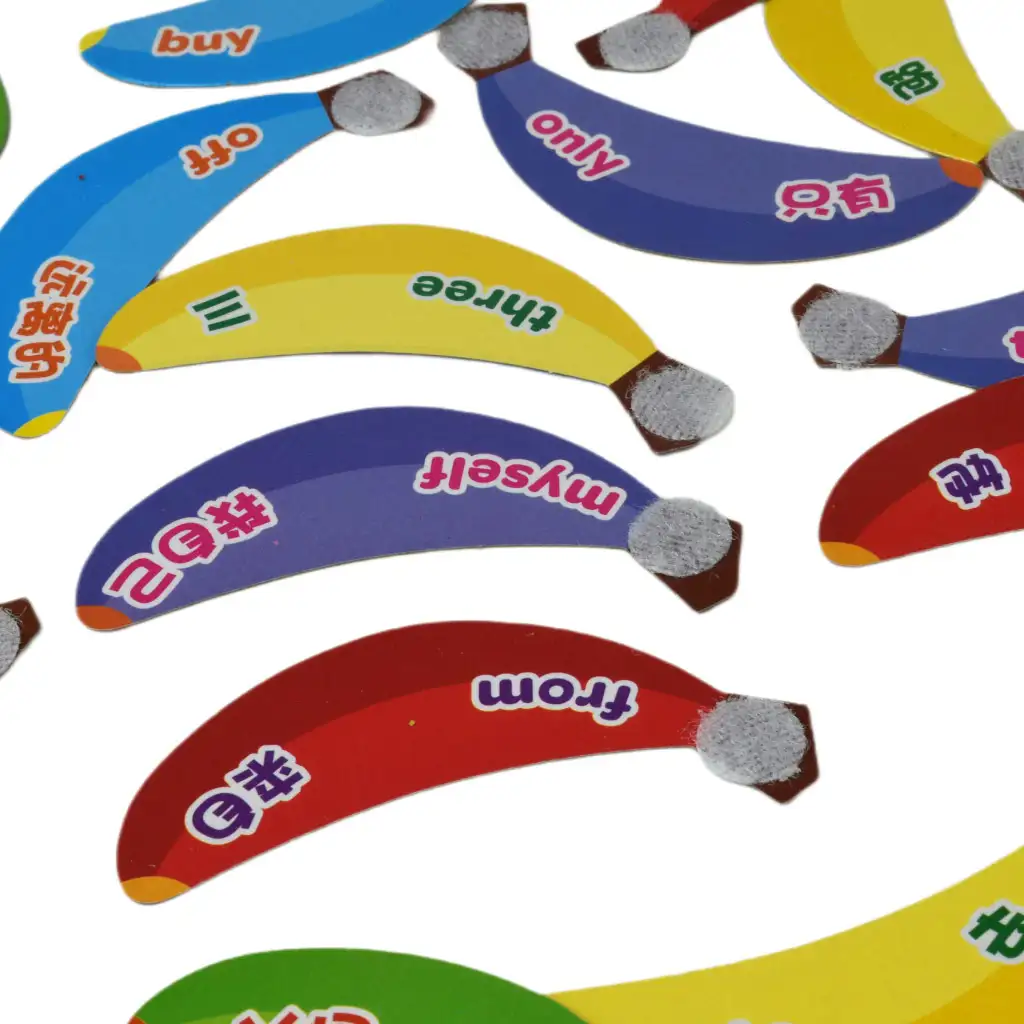 Banana Pairing: Englisch-Wortschatz-Entwicklungsspiel mit Klettverschluss-Bananen kép 4