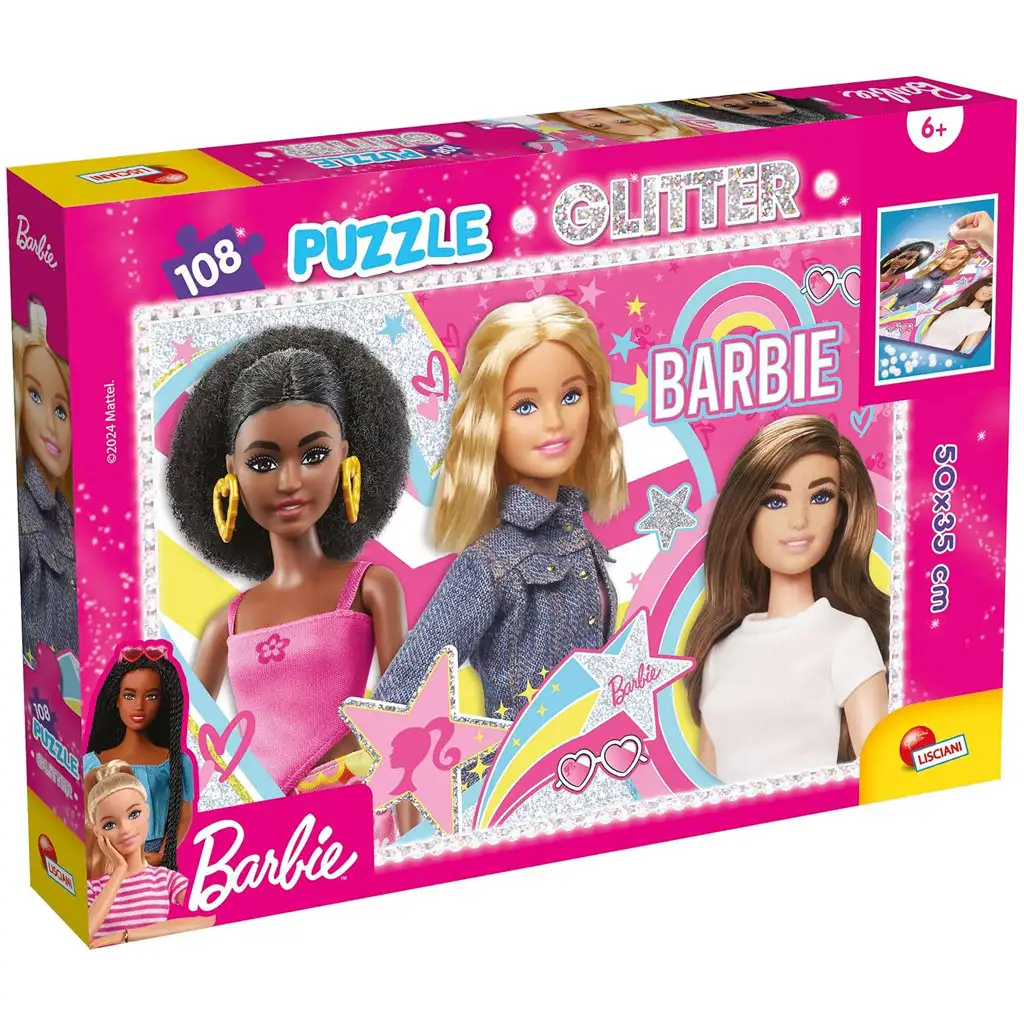 Barbie Beste Freundinnen 108-teiliges Glitzerpuzzle 50x35cm – Lisciani