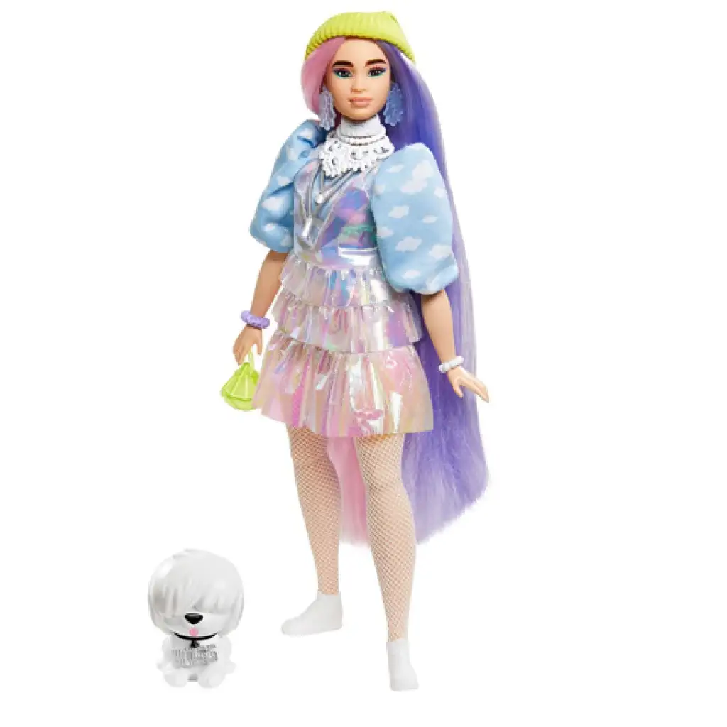 Barbie Extra: Puppe in glitzerndem Outfit, mit Haustier - Mattel kép 2