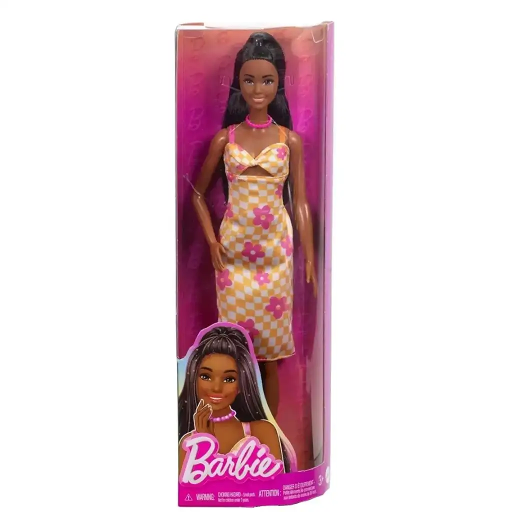 Barbie: Fashionista stilvolle Puppe im karierten, geblümten Kleid - Mattel