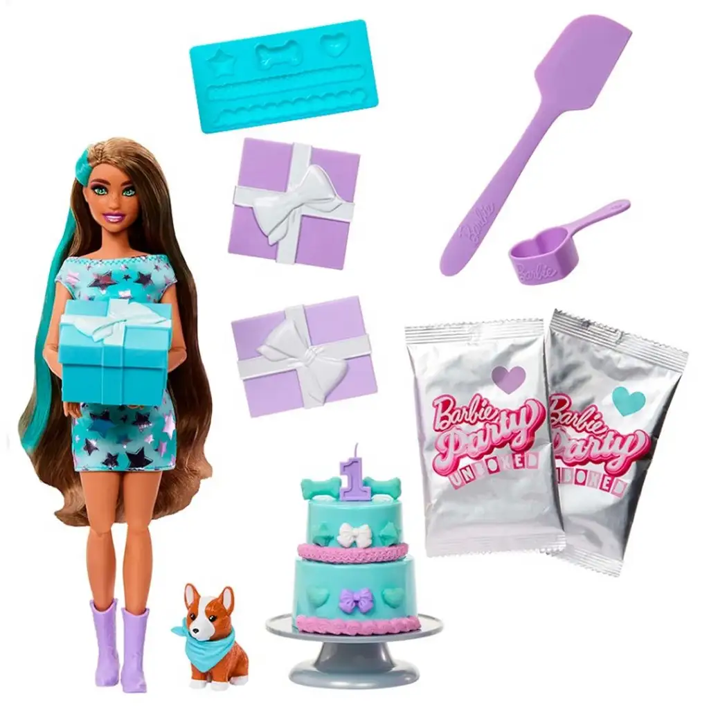 Barbie: Party Reveal Überraschungspuppe mit Corgi-Hündchen - Mattel kép 2