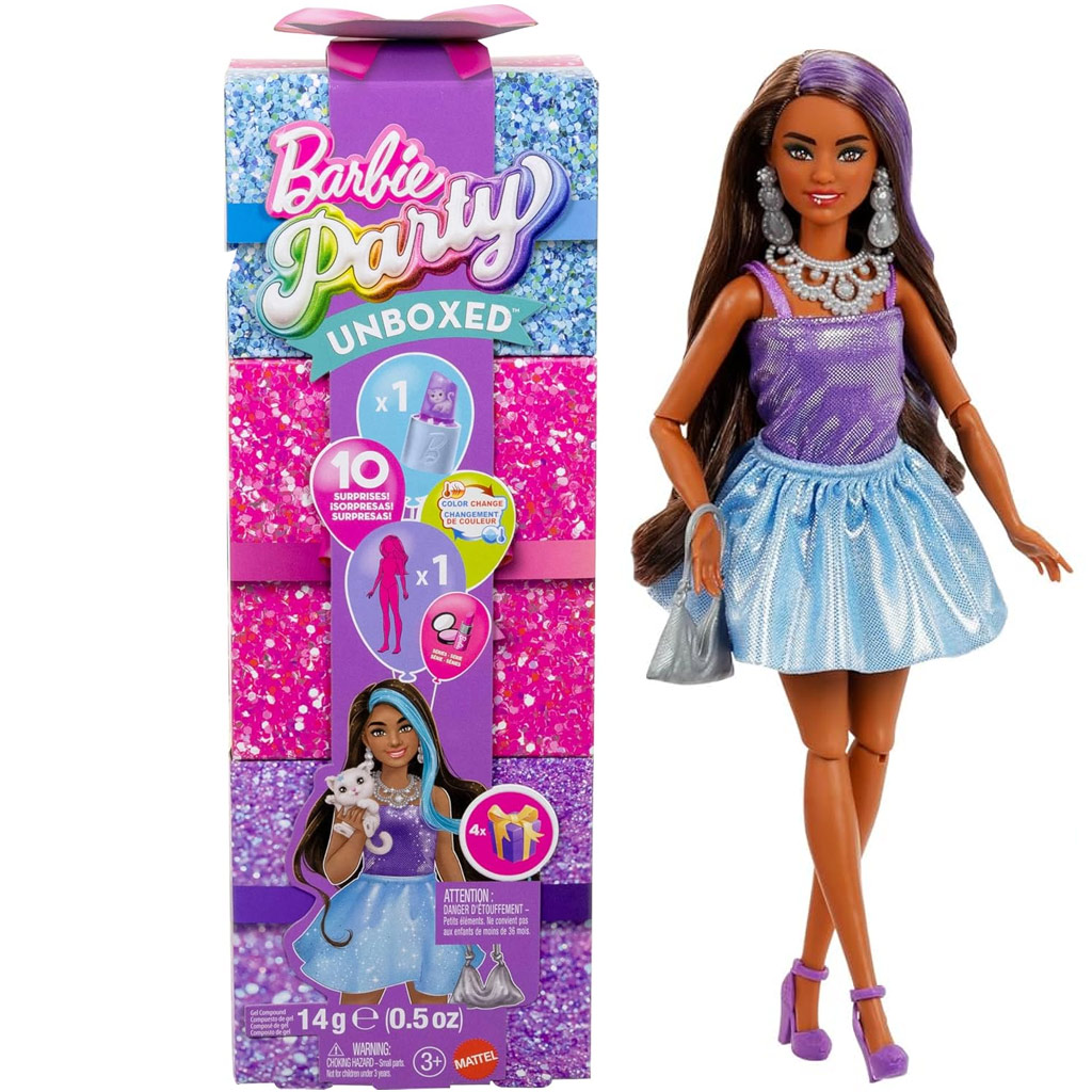 Barbie: Party Reveal Überraschungspuppe mit braunen Haaren – Mattel
