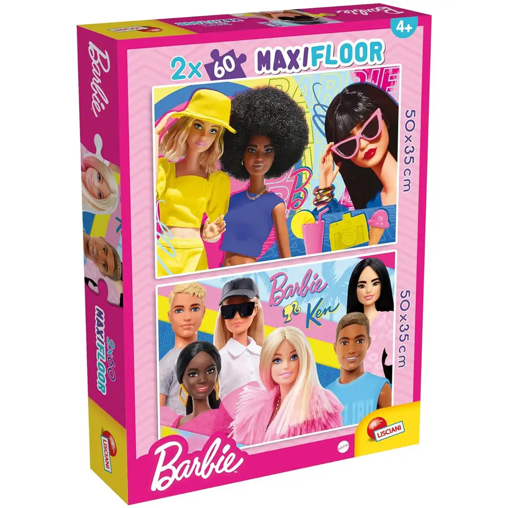 Barbie und ihre Freunde 2x60-teilige Maxi-Bodenpuzzle 50x35cm – Lisciani