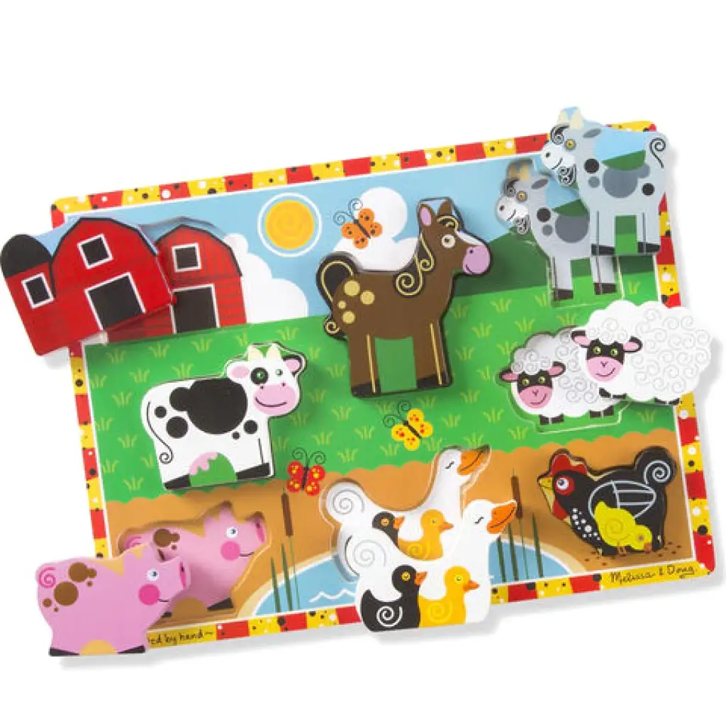 Bauernhoftiere dickes Holzformpuzzle mit 8 Teilen - Melissa & Doug