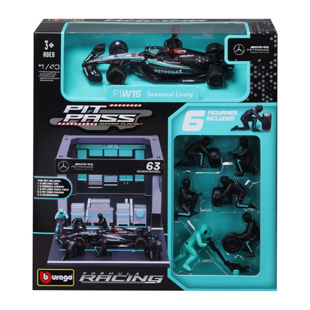 Bburago: F1 Rennwagen 1/43 – MB AMG W15 E Performance Boxengasse kép 1