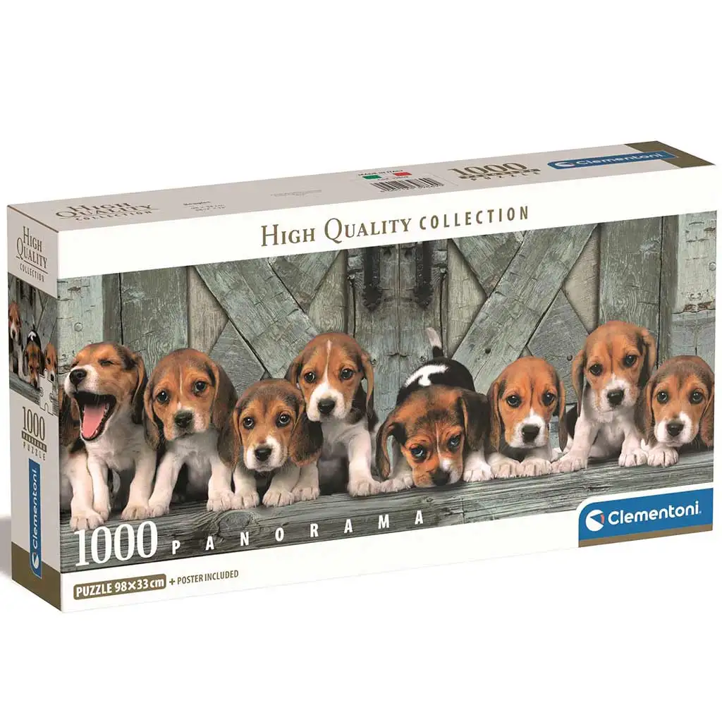 Beagle-Hündchen 1000-teilige Panorama-Puzzle 98x33cm - Clementoni