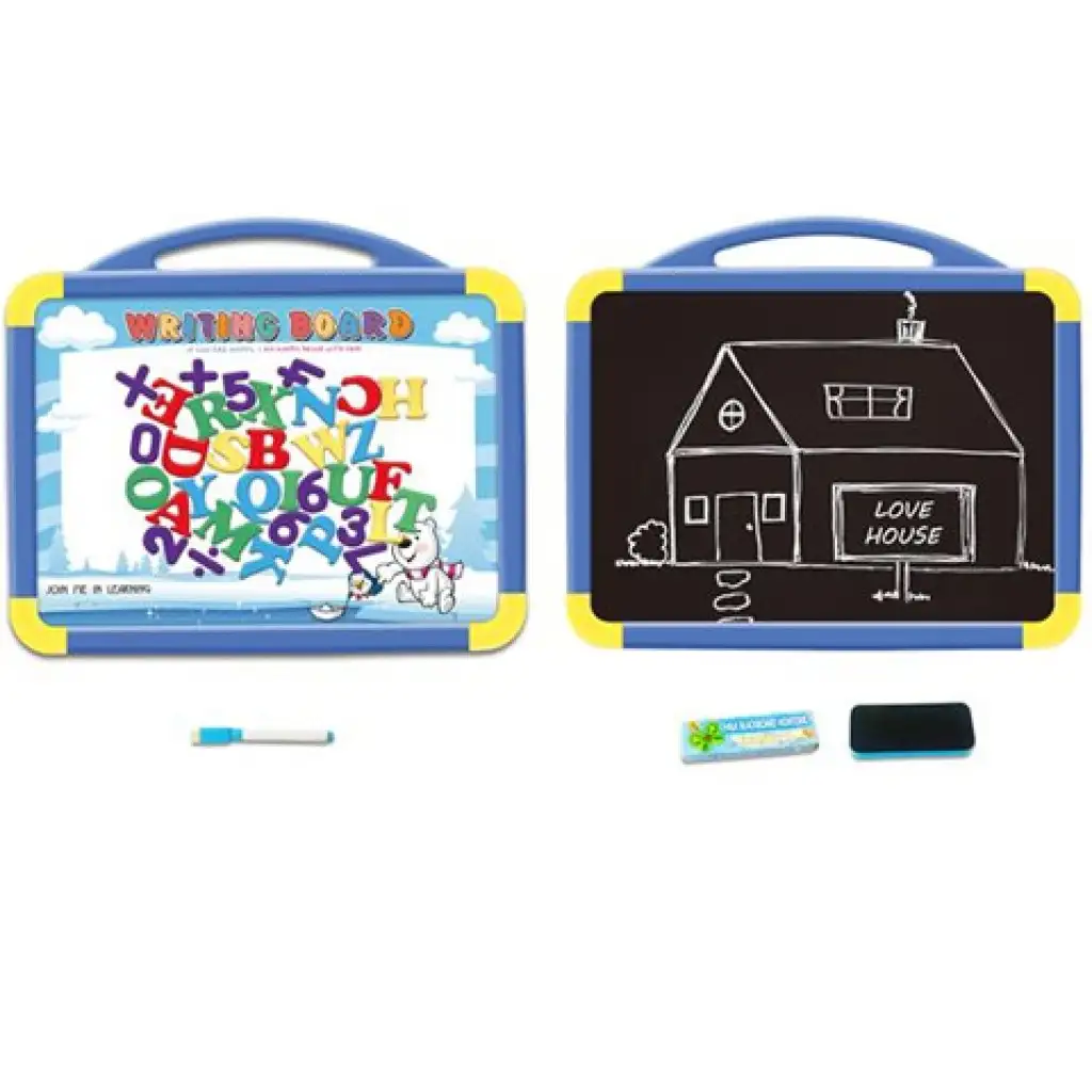 Beidseitig tragbare magnetische Zeichentafel mit Zubehör blau kép 2