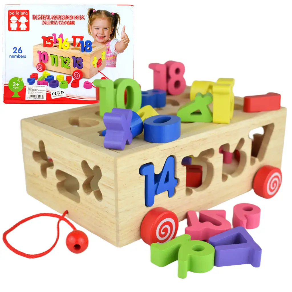 Beilaluna: Holzformsortierwagen mit Zahlen