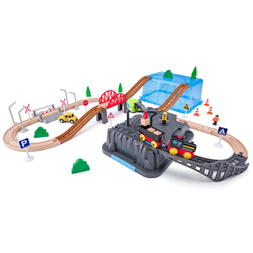 Bergbau-Set mit Eisenbahnschienen 54-teiliges Spielset - Woodyland kép 2