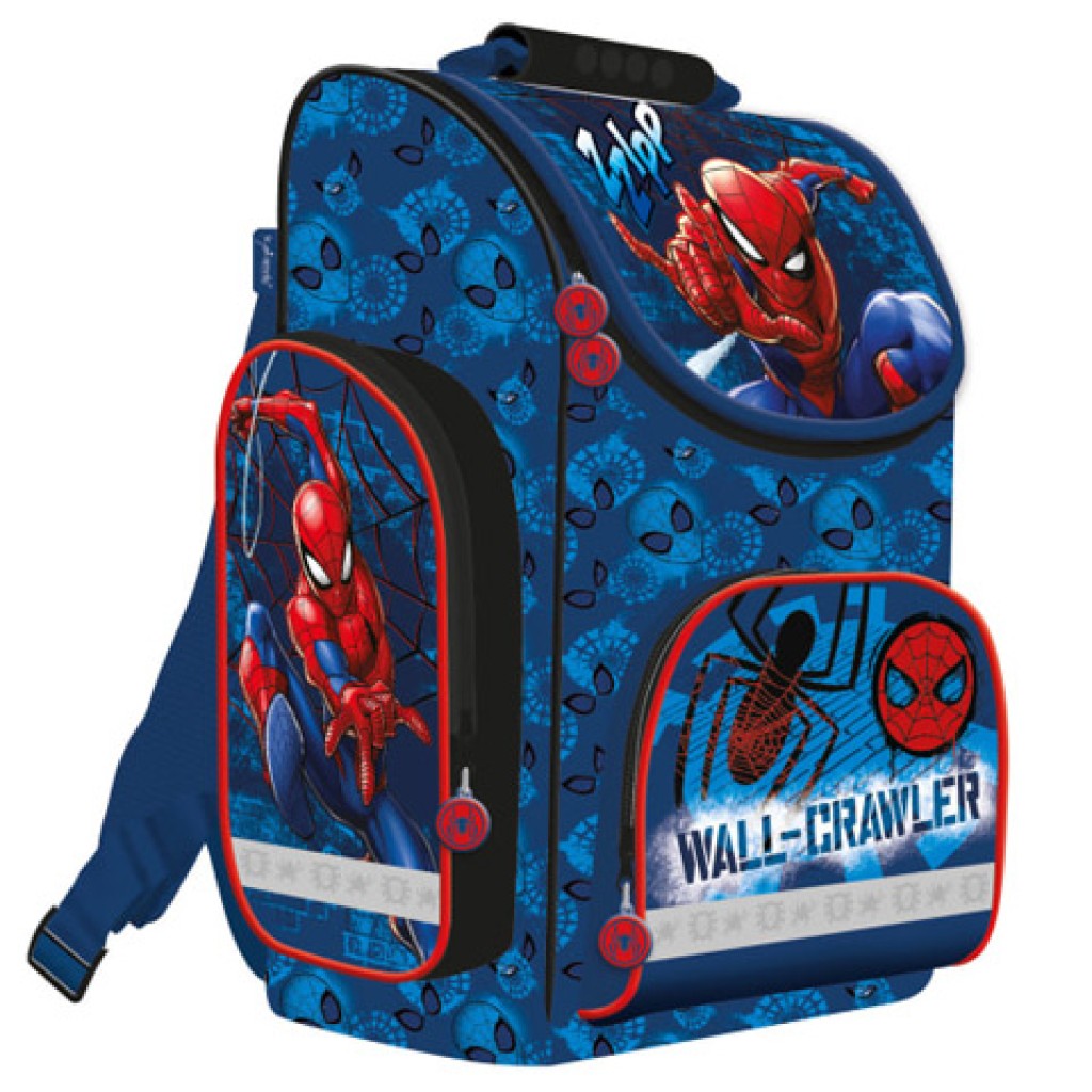 Blauer anatomischer Schulranzen, Rucksack mit Spiderman-Muster, 35x25x15cm
