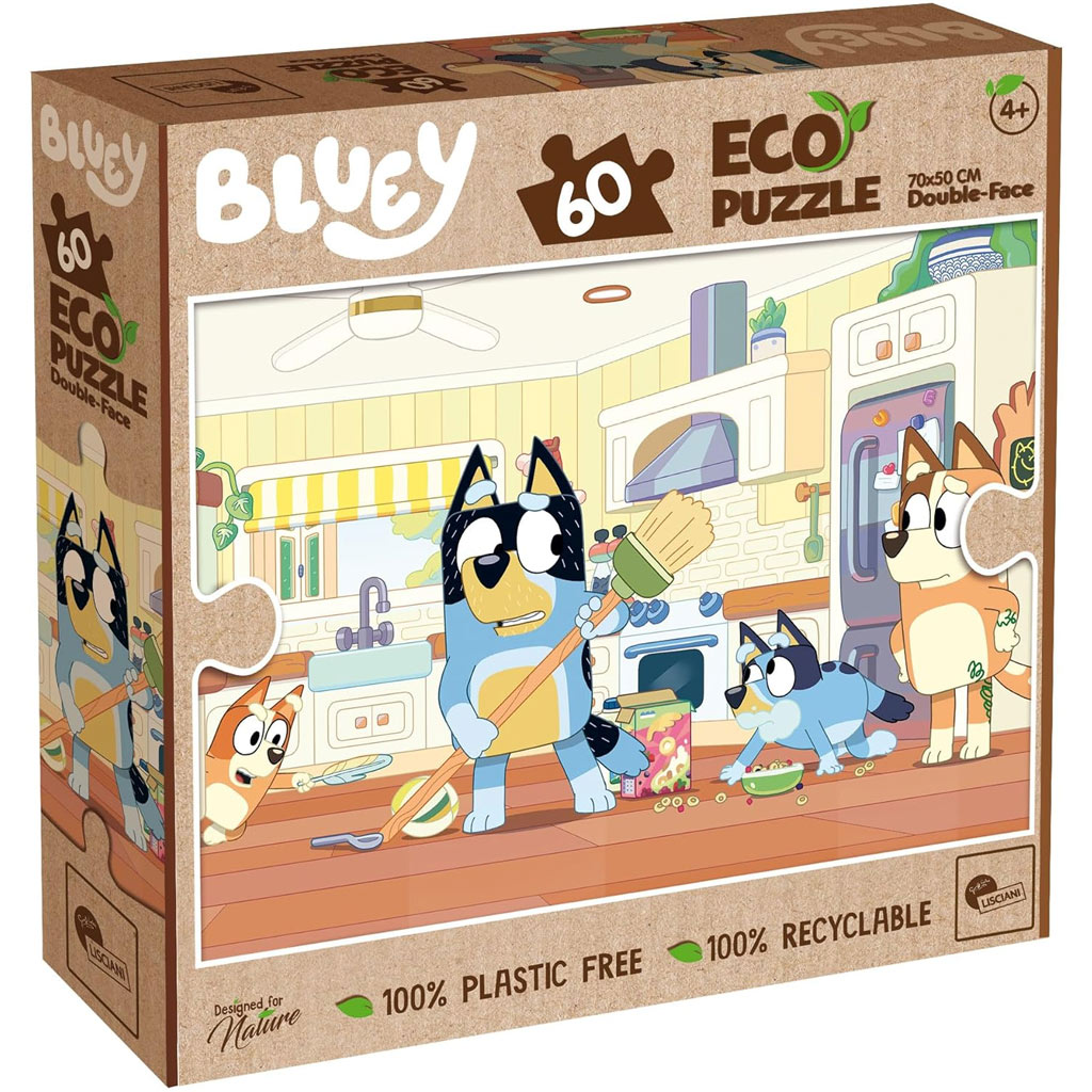 Bluey 2-in-1 60-teiliges Eco-Puzzle und Malvorlage 70x50 cm – Lisciani