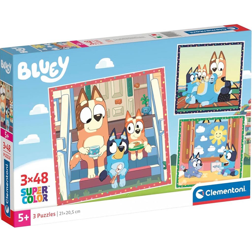 Bluey 3x48 Stück Supercolor Puzzle - Clementoni