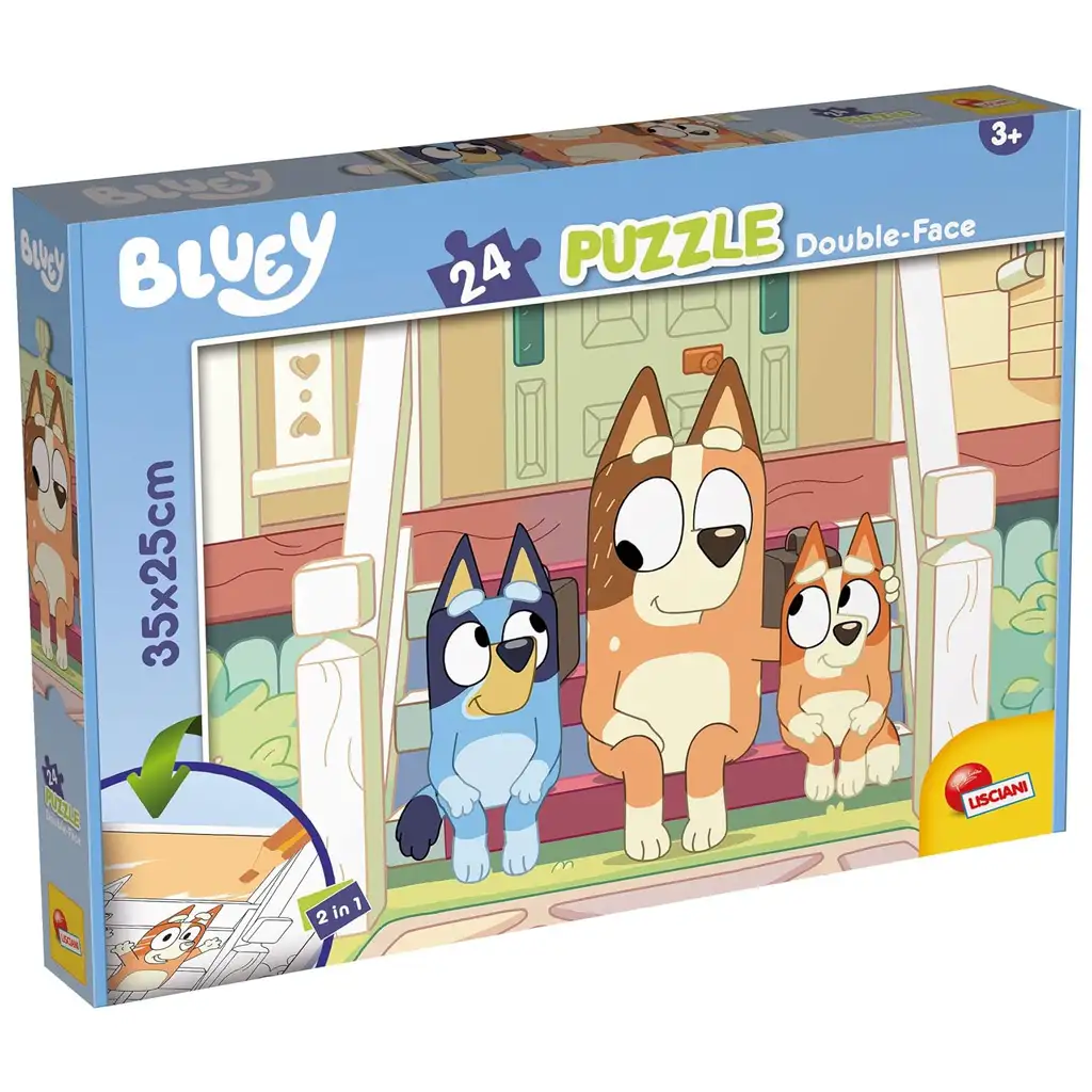 Bluey Hündchen auf der Treppe 2-in-1 Puzzle mit 24 Teilen und Malbuch 35x25 cm – Lisciani