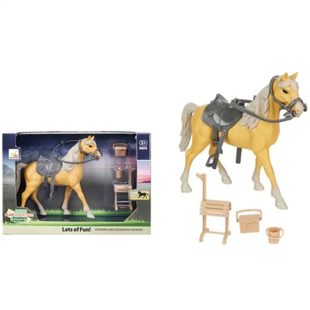 Braunes Reiterspielset mit Sattel und Zubehör