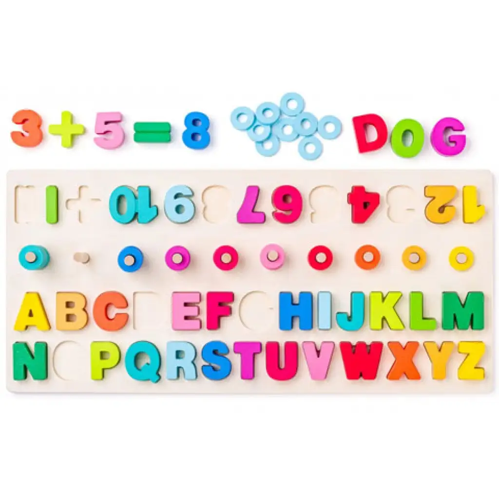 Buchstaben und Zahlen Holzform-Puzzle-Fähigkeitsspiel - Woodyland kép 2