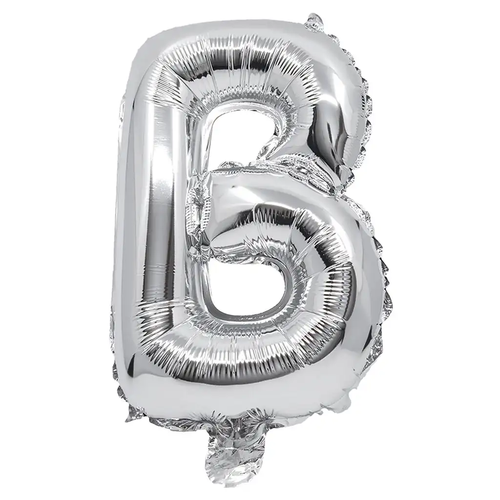 Buchstabenförmiger Folienballon in Silber – Buchstabe B, 32 cm
