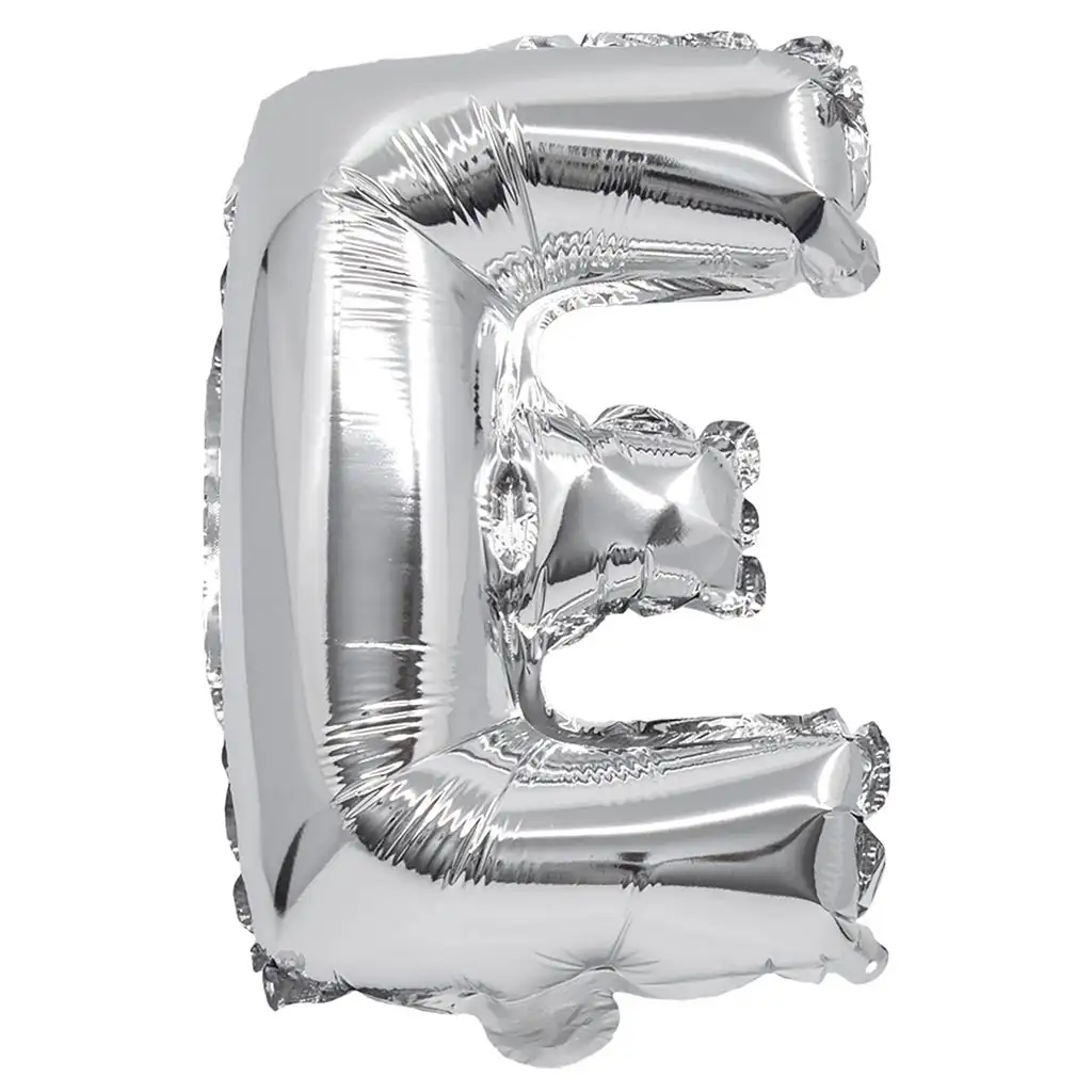 Buchstabenförmiger Folienballon in Silber – Buchstabe E, 32 cm
