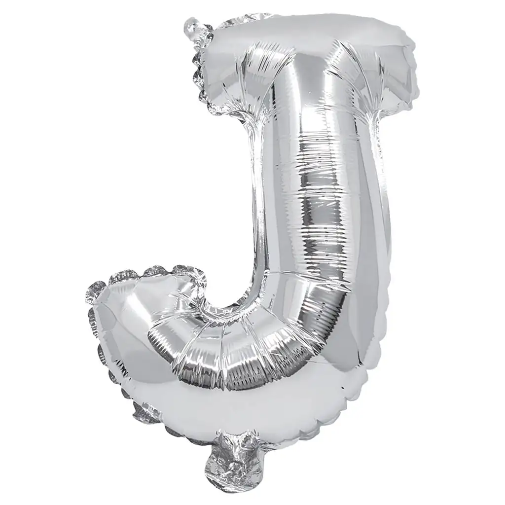 Buchstabenförmiger Folienballon in Silber – Buchstabe J, 32 cm