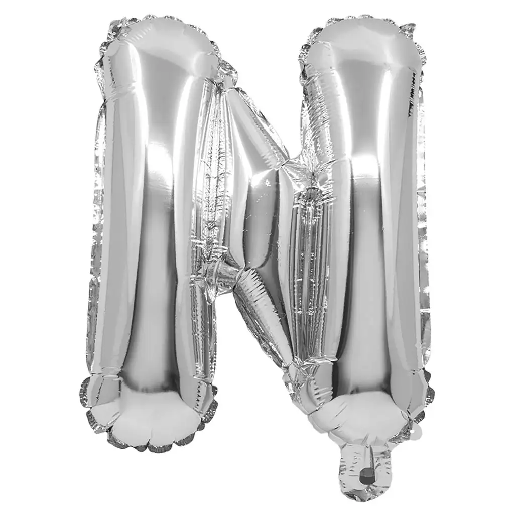 Buchstabenförmiger Folienballon in Silber – Buchstabe N, 32 cm