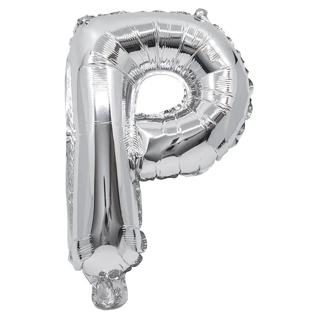 Buchstabenförmiger Folienballon in Silber – Buchstabe P, 32 cm