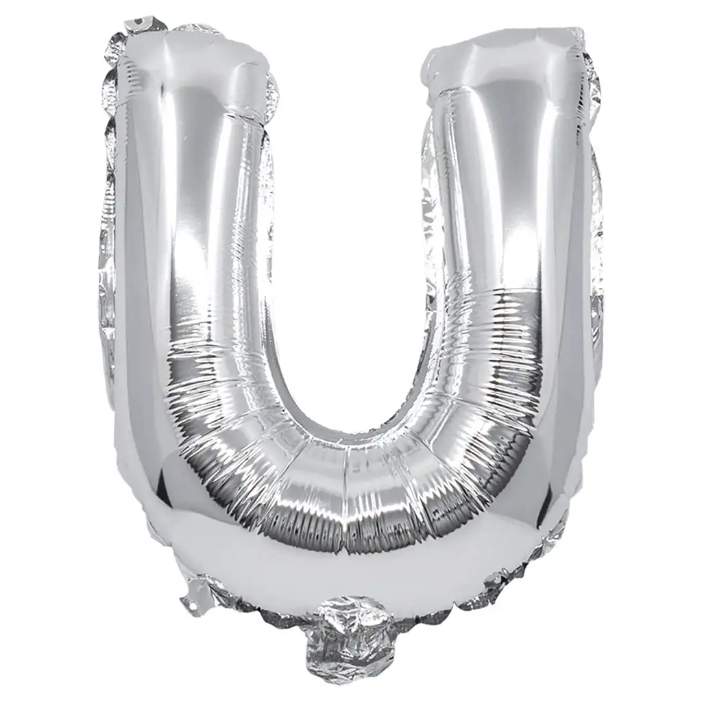 Buchstabenförmiger Folienballon in Silber – Buchstabe U, 32 cm