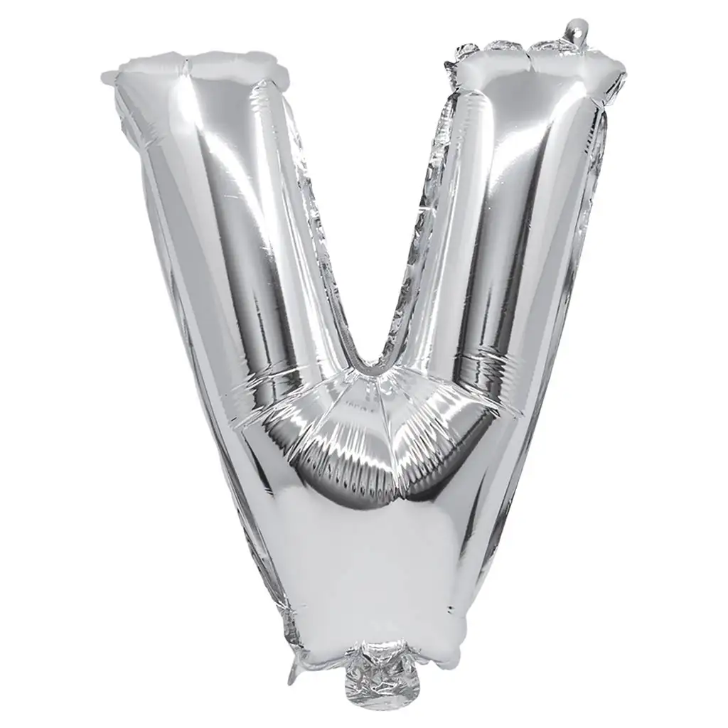 Buchstabenförmiger Folienballon in Silber – Buchstabe V, 32 cm