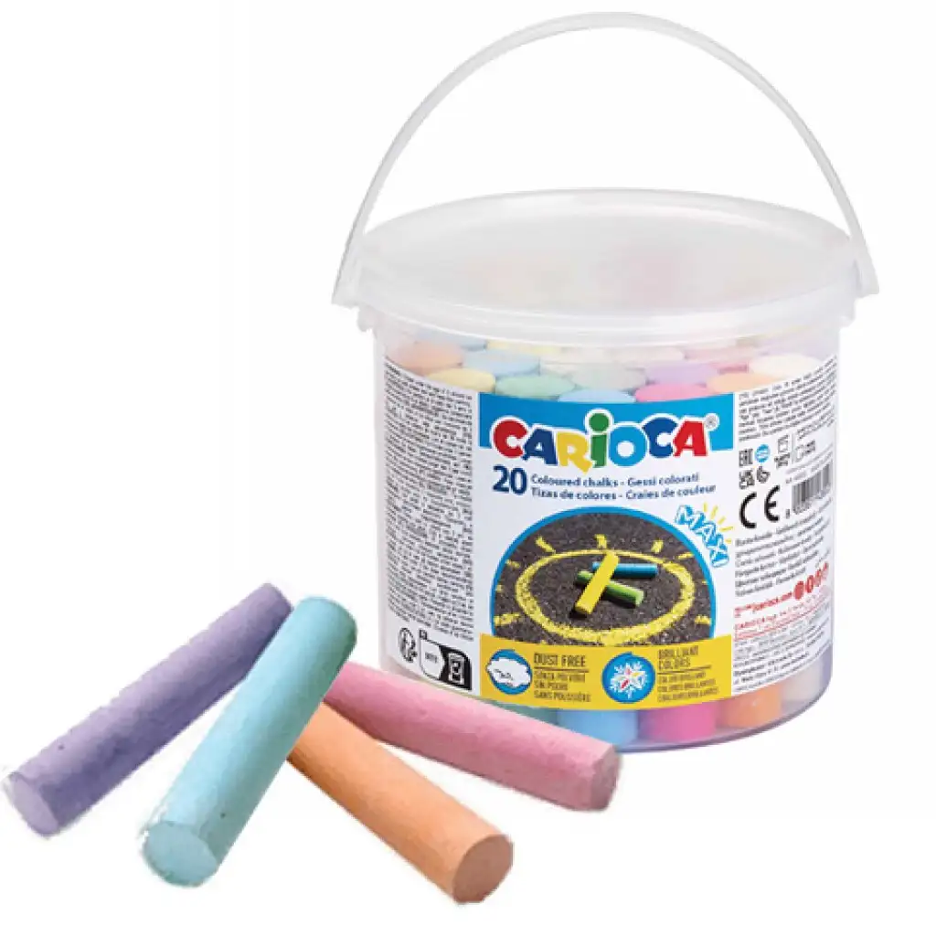 Bunte Asphaltkreide 20er-Set im Eimer - Carioca