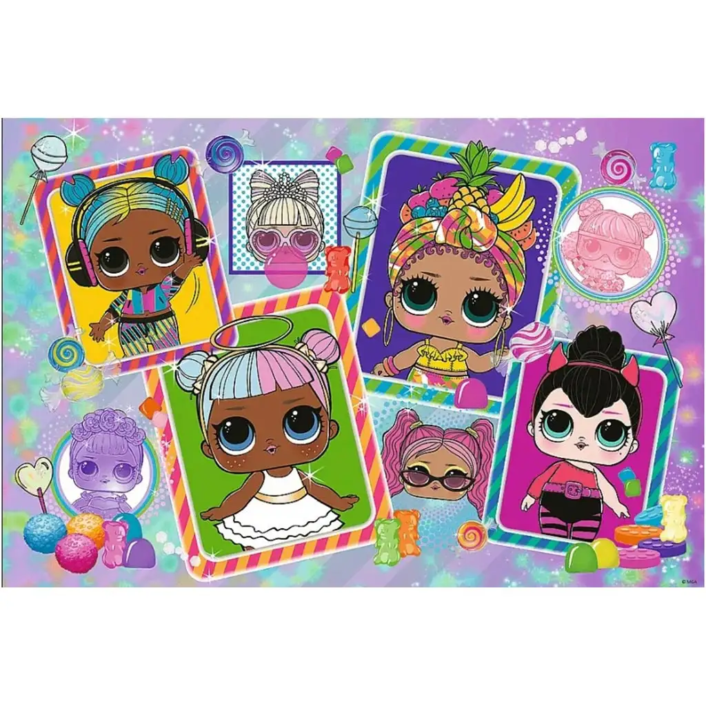 Bunte L.O.L Puppen 70-teiliges Glitzerpuzzle - Trefl kép 2