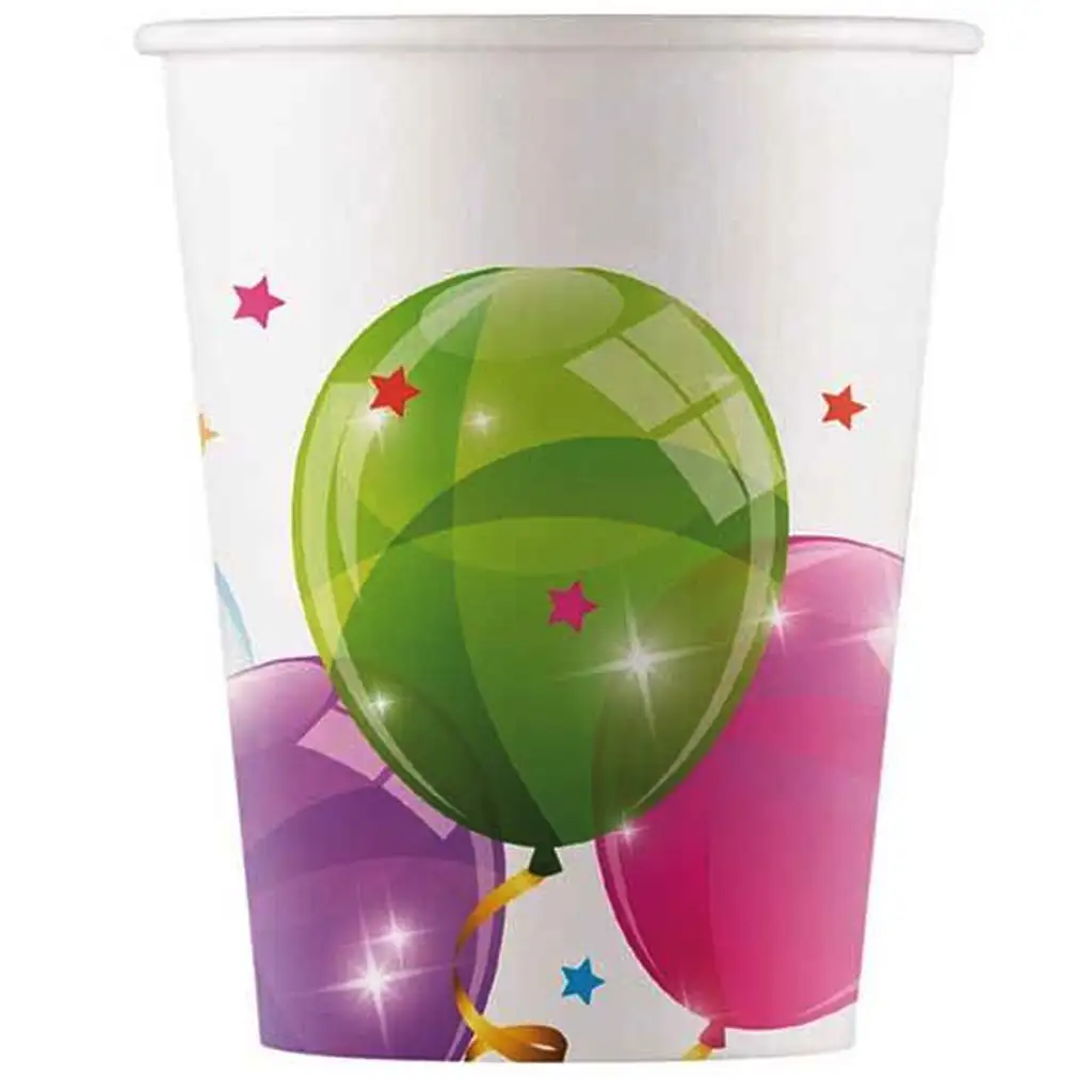 Bunte Luftballons Papierbecher 8er-Set 200ml