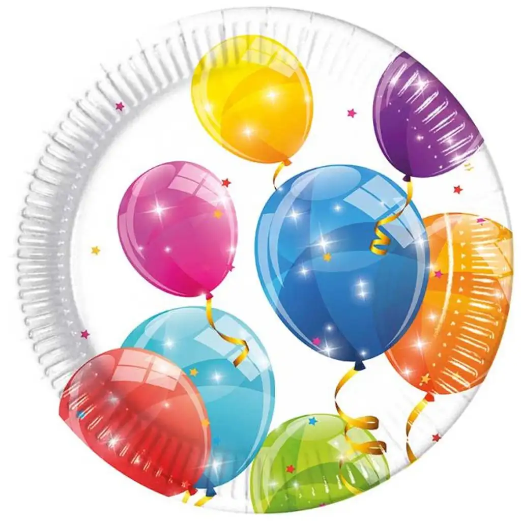 Bunte Luftballons Pappteller 8er-Set 23cm