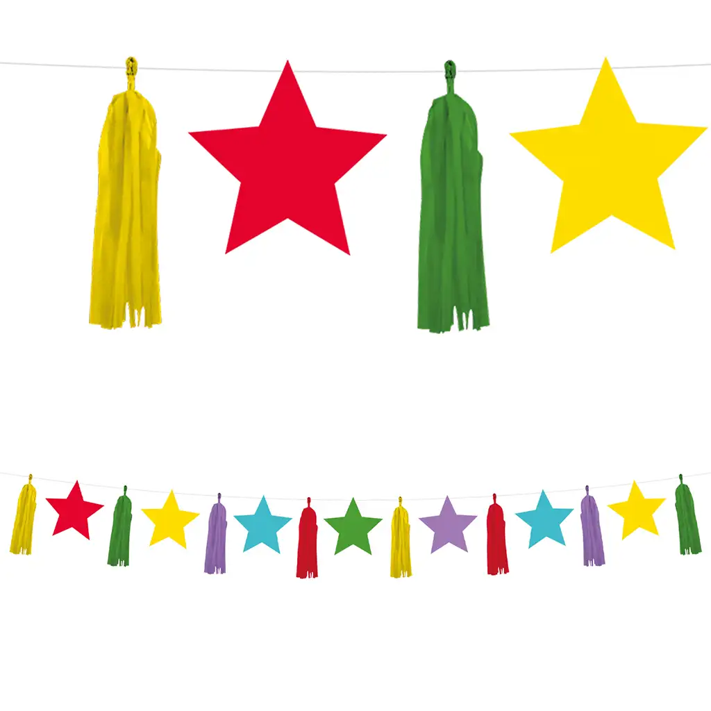 Bunte Sternengirlande mit Quasten