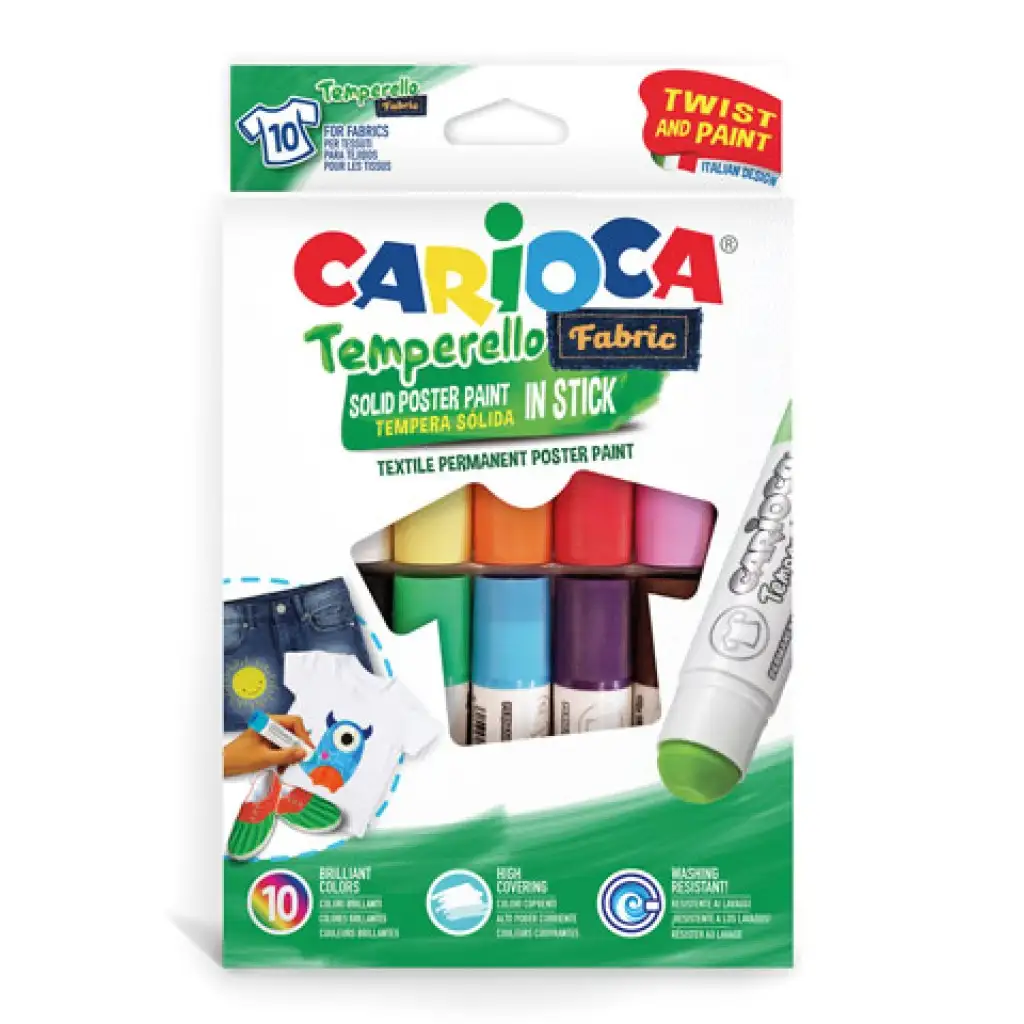 Bunte Textil-Temperastifte 10er-Set - Carioca