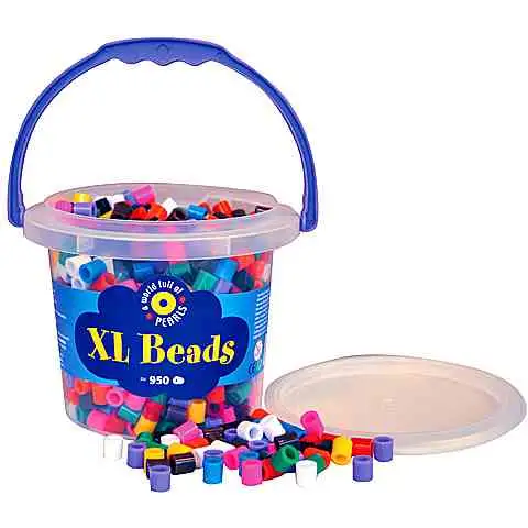 Bunte XL-Perlen im Eimer, 950 Stück