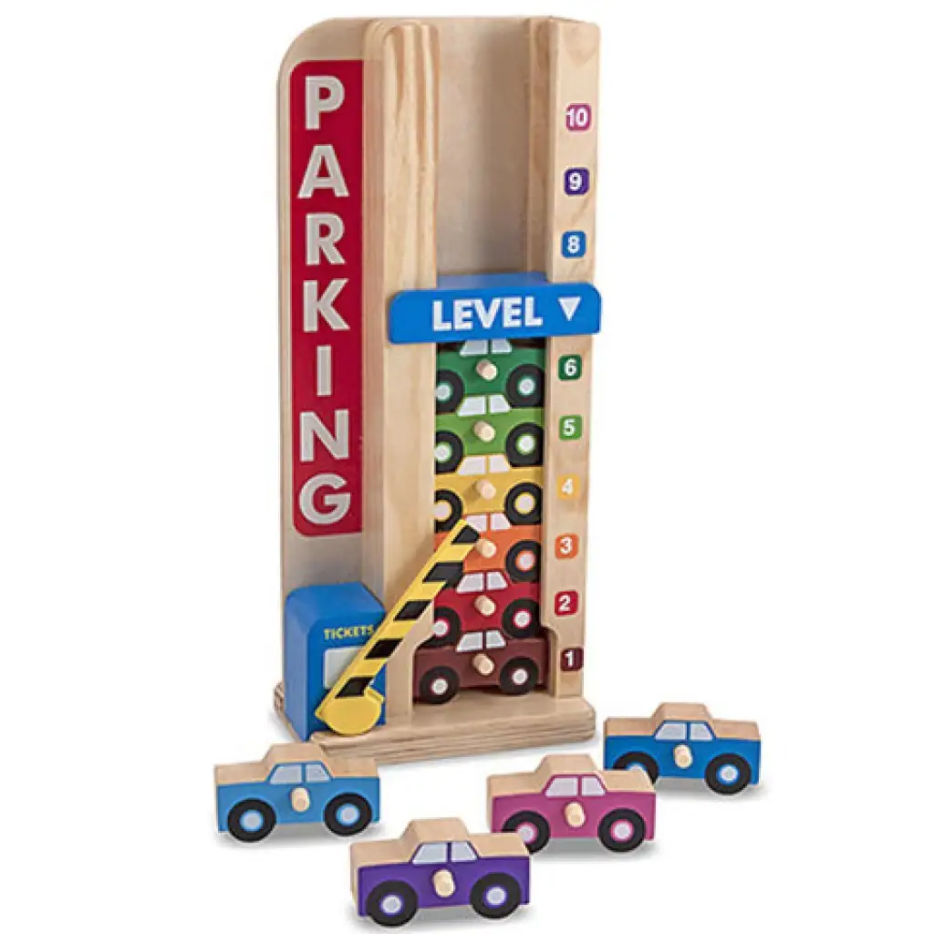 Bunte nummerierte Parkgarage aus Holz zur Förderung der Fähigkeiten - Melissa & Doug kép 3