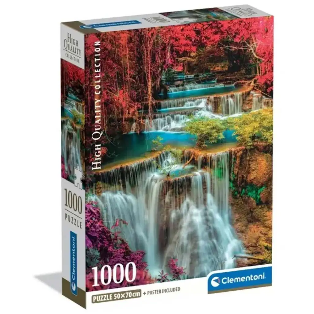 Bunter thailändischer Wasserfall 1000-teiliges HQC-Puzzle mit Poster - Clementoni