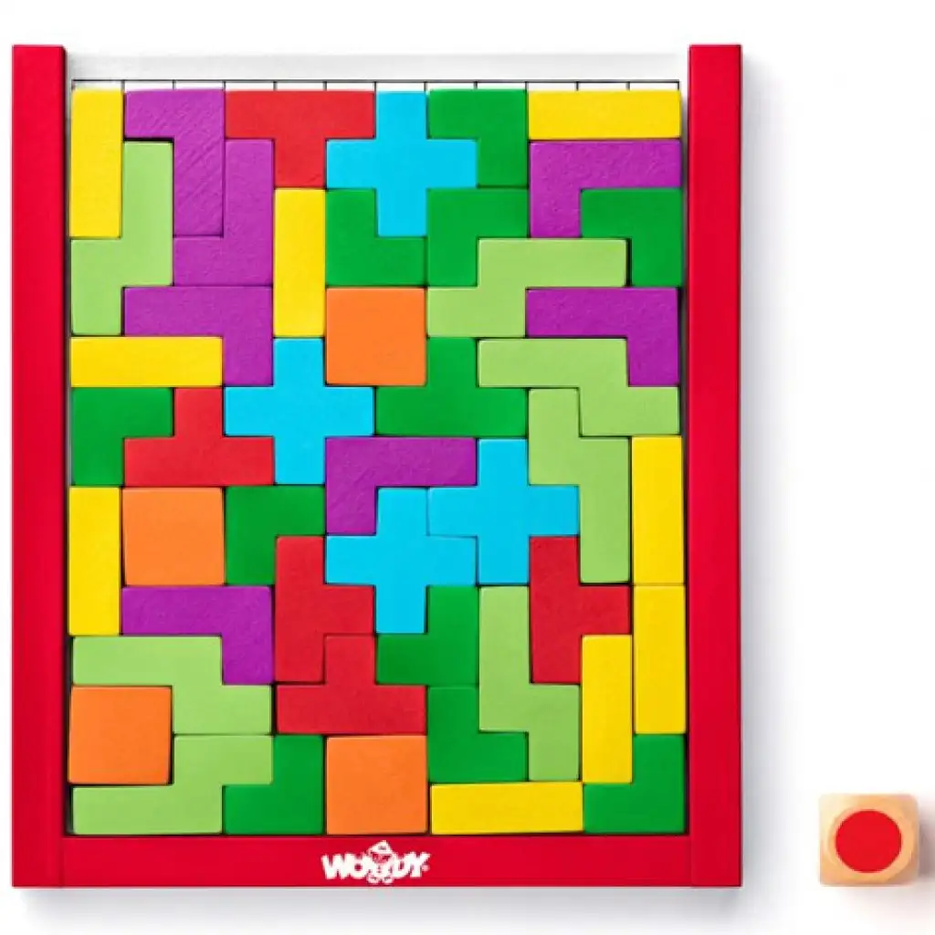 Buntes Holz-Tetris-Puzzle-Spiel - Woodyland kép 1