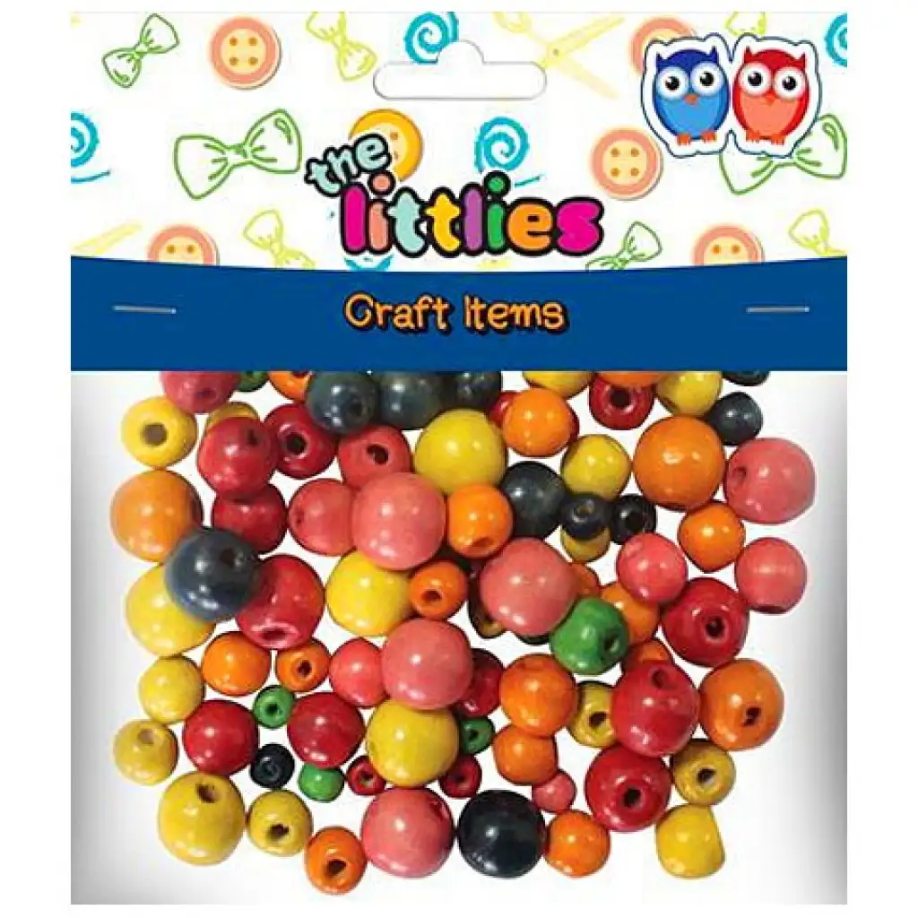 Buntes Holzperlen-Set in verschiedenen Größen, 150 Stück