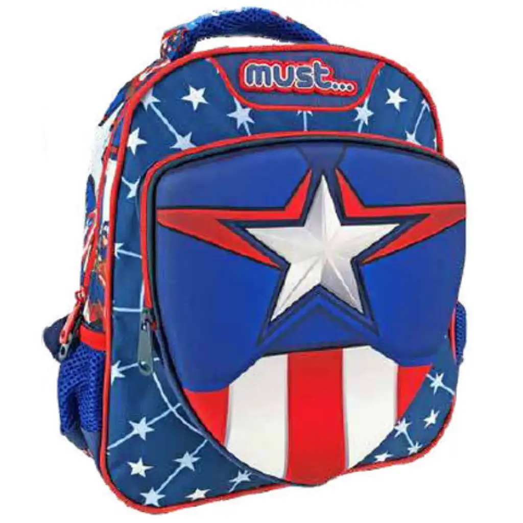 Captain America 3D-Muster Kindergartenrucksack 27x10x31cm