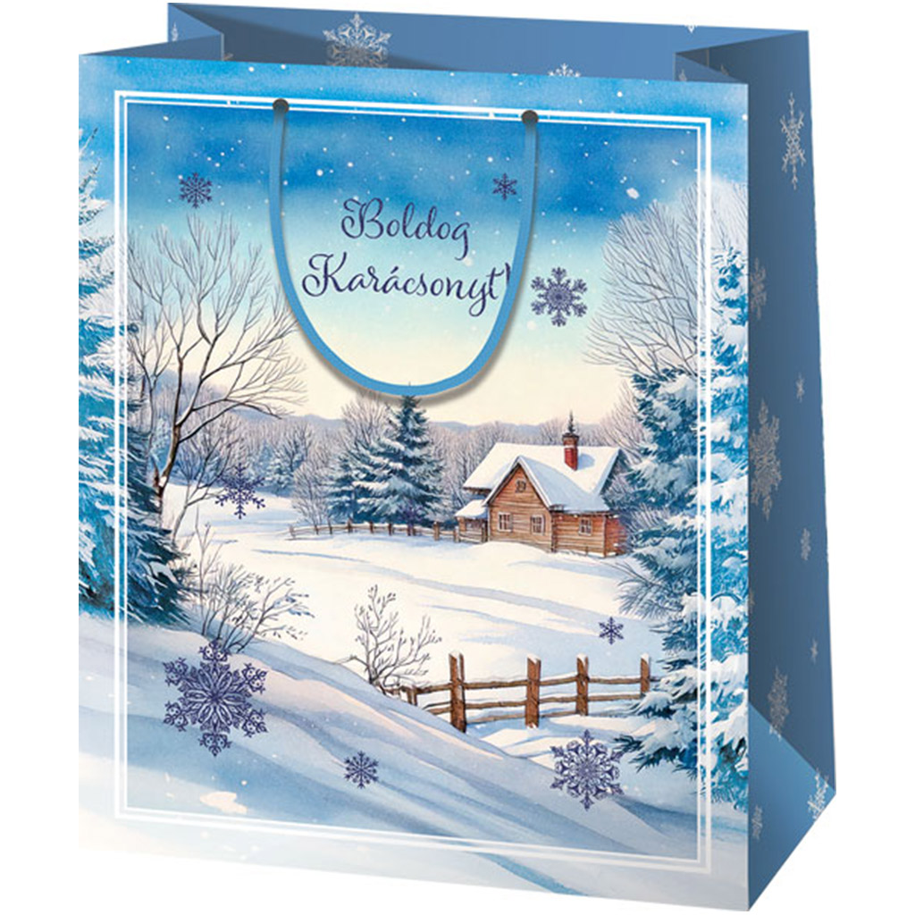 Cardex: Große Geschenktasche mit verschneiter Landschaft, Weihnachten, 26x13x33 cm