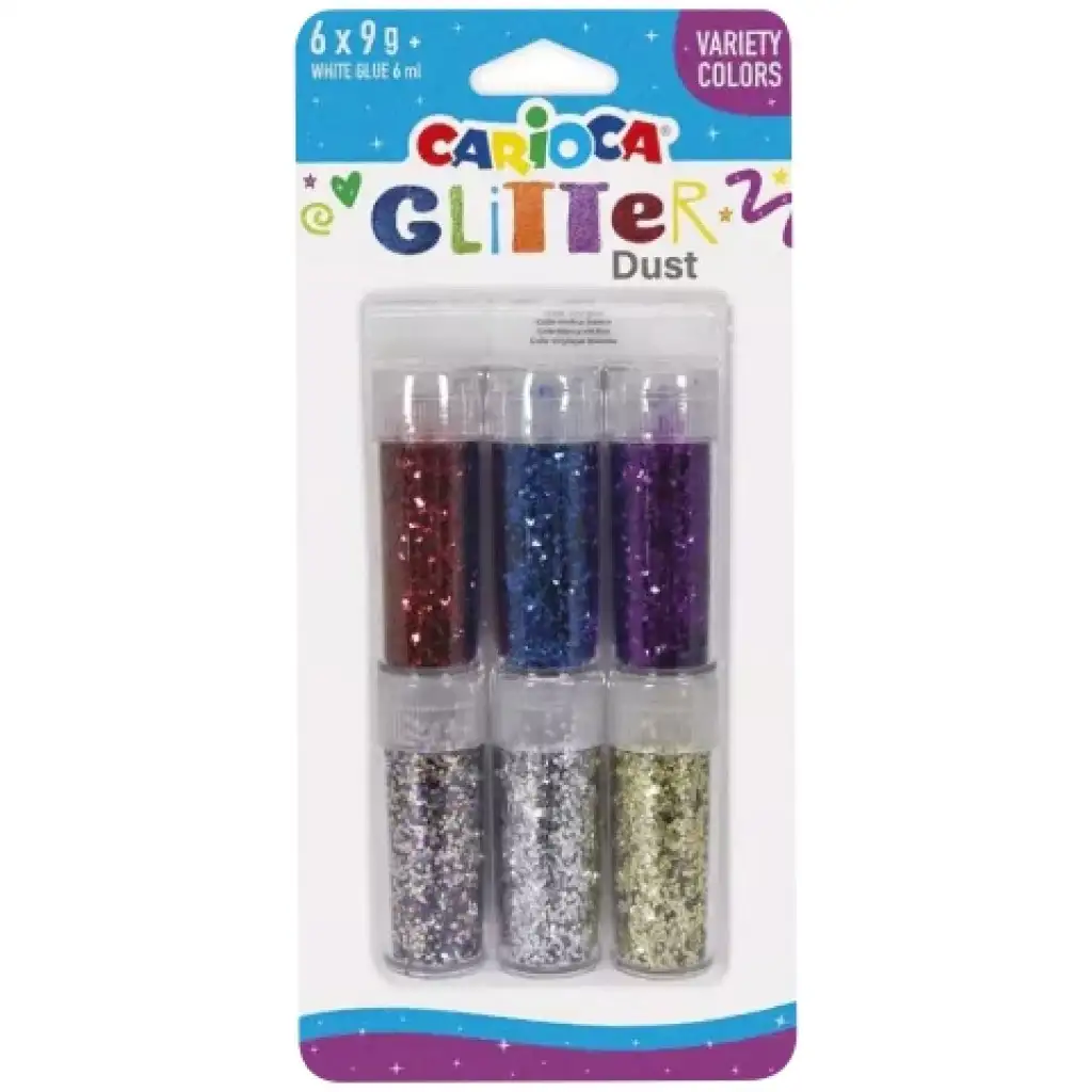 Carioca: Glitter Dust 6er-Set Glitzerpulver im Tiegel - Farbvariationen