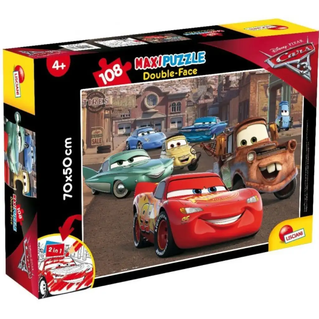Cars 2-in-1 108-teiliges Puzzle und Malset 70x50cm - Lisciani kép 2
