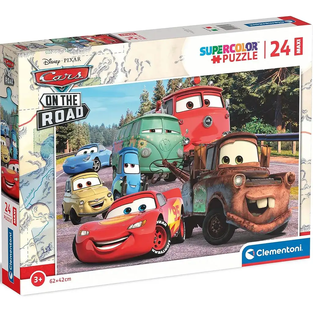 Cars Auf der Straße 24-teiliges Maxi Supercolor Puzzle - Clementoni