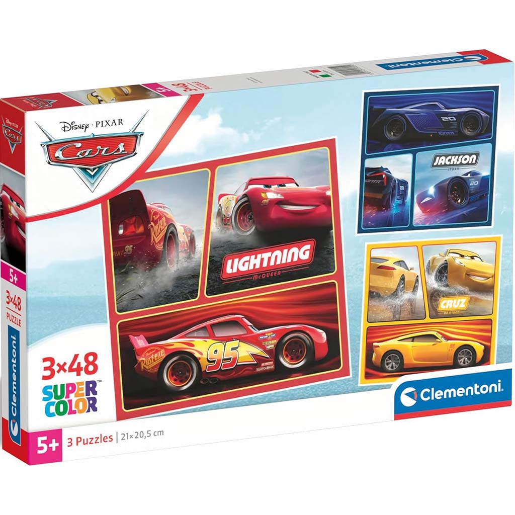 Cars Rennwagen 3x48 Teile Supercolor Puzzle - Clementoni